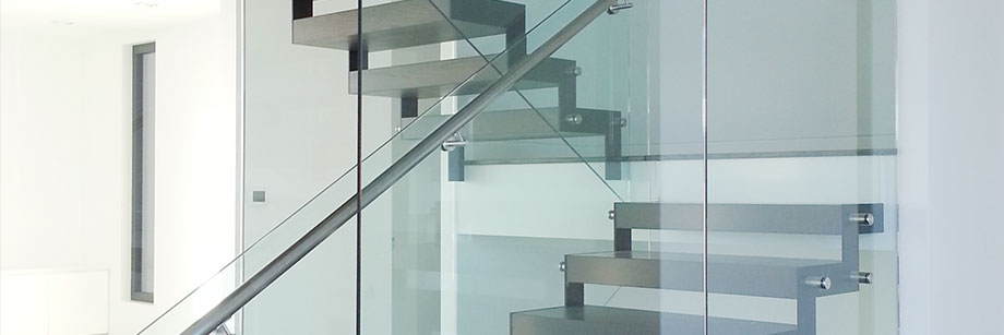 Glass stair rails